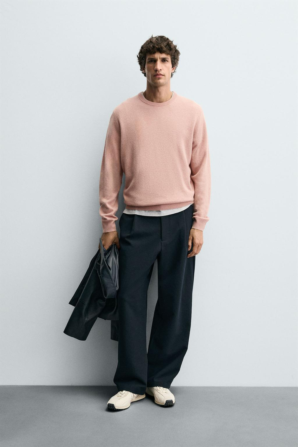 ZARA СВИТЕР ИЗ ШЕРСТИ И КАШЕМИРА, ПУДРОВО-РОЗОВЫЙ