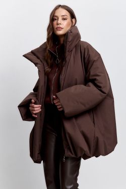 Куртка-баллон зимняя Айсель шоколадного цвета