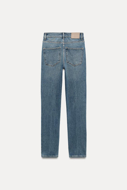 ZARA ДЖИНСЫ SKINNY С ВЫСОКОЙ ПОСАДКОЙ — ZW COLLECTION, ЛИНЯЛЫЙ СИНИЙ