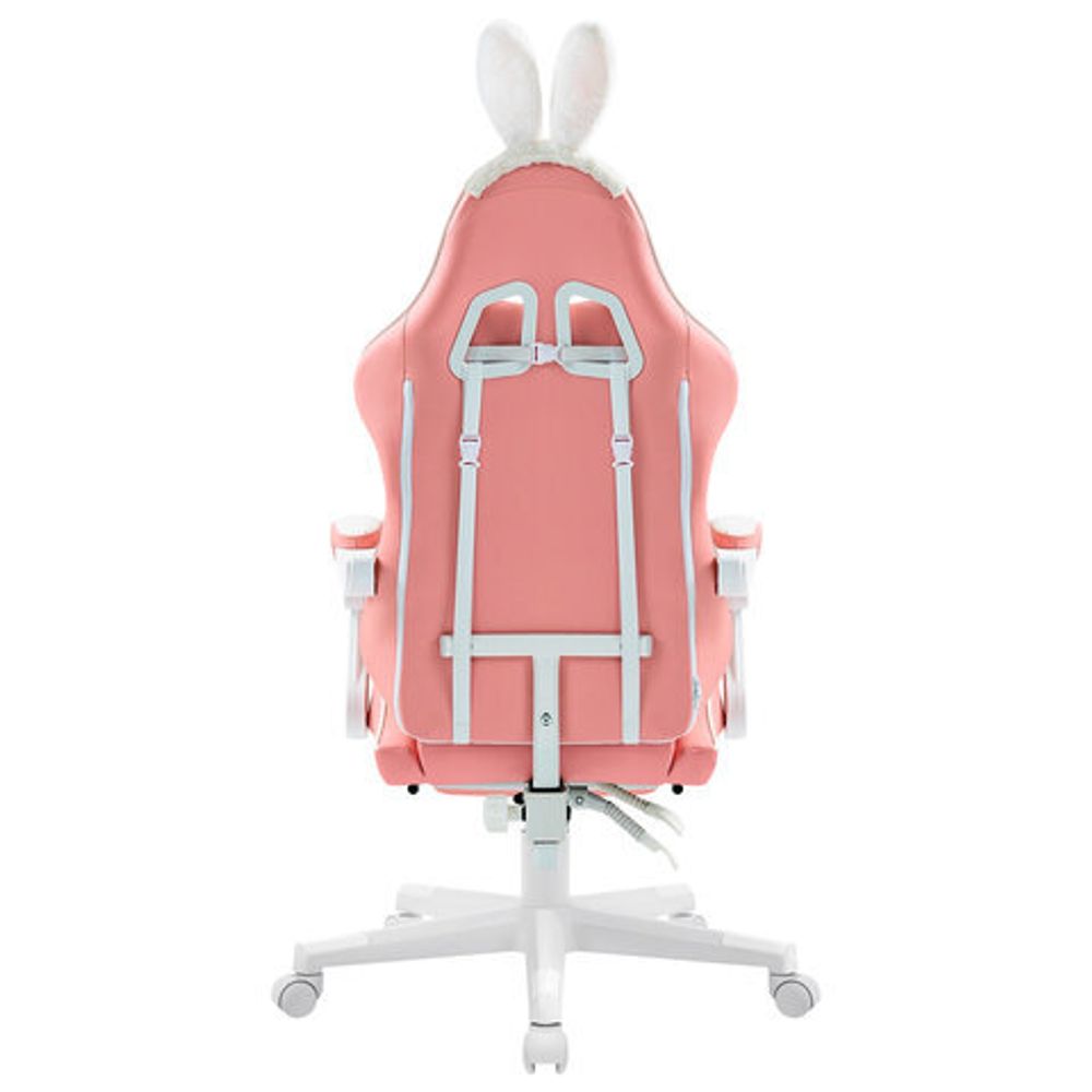 Кресло компьютерное DEFENDER "Irifi", 2 подушки, подставка для ног, экокожа, розовое/белое, 64042