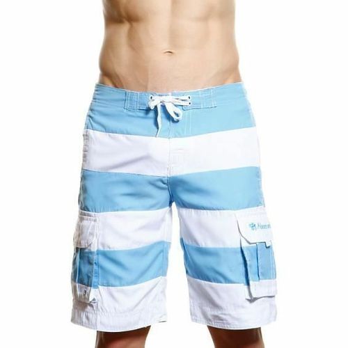 Мужские пляжные шорты Abercrombie&amp;Fitch белые в голубую полоску