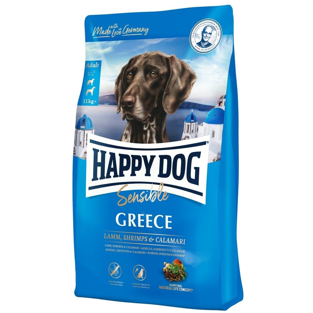 Happy Dog Sensible Greece - корм для собак с чувствительным пищеварением с ягненком и морепродуктами