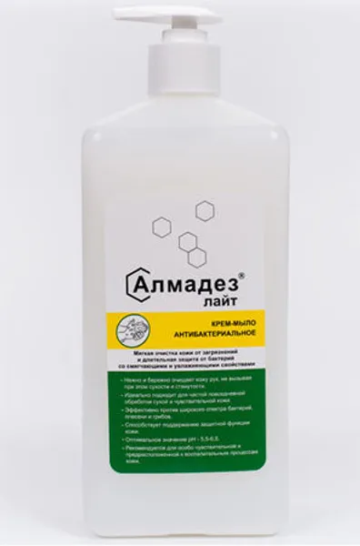 Антибактериальное мыло Алмадез-лайт, 1 л., насос-дозатор (Антибактериальное крем мыло) Алмадез-лайт-1л-с-дозатором.jpg