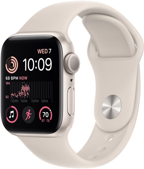 Apple Watch SE 2022, 40 мм, корпус из алюминия цвета «сияющая звезда», спортивный ремешок цвета «сияющая звезда»