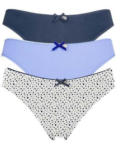 Набор из 3 сине-белых трусиков-слип Olivia (Размер: M) (Цвет: синий с белым)
