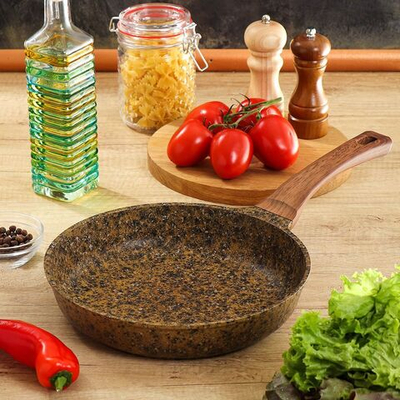 Сковорода алюминий, 26 см, антиприг, Гурман, Granite Gold, золот, ГМ2601 ГГ, с дерев ручк