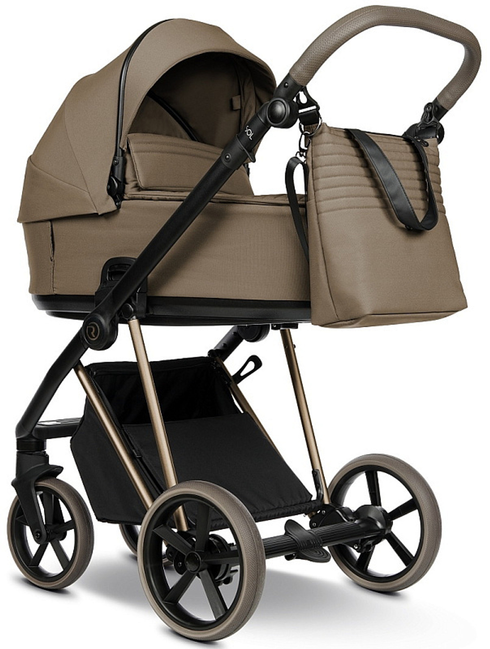 Детская коляска Roan Sol Vintage Luxury 2.0 3 в 1 с автокреслом Tutis Elo Lux EduSky Black VIN 03/MM Mocha Mousse/Cappuccino/руч.Cappuccino