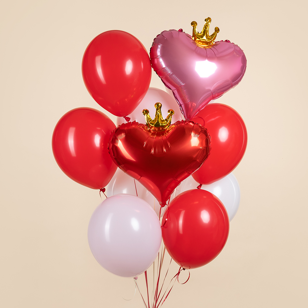 Сердце "Розовое с золотой короной" 56 см