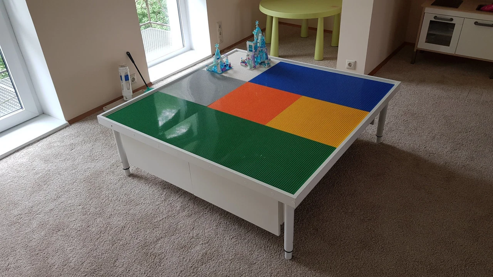 Лего-стол Геркулес с ящиками, 120х120 см