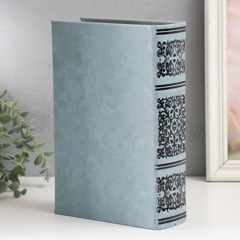 Шкатулка книга-сейф «Растительный узор», дерево и искусственная кожа, с замком, 27×18×7 см