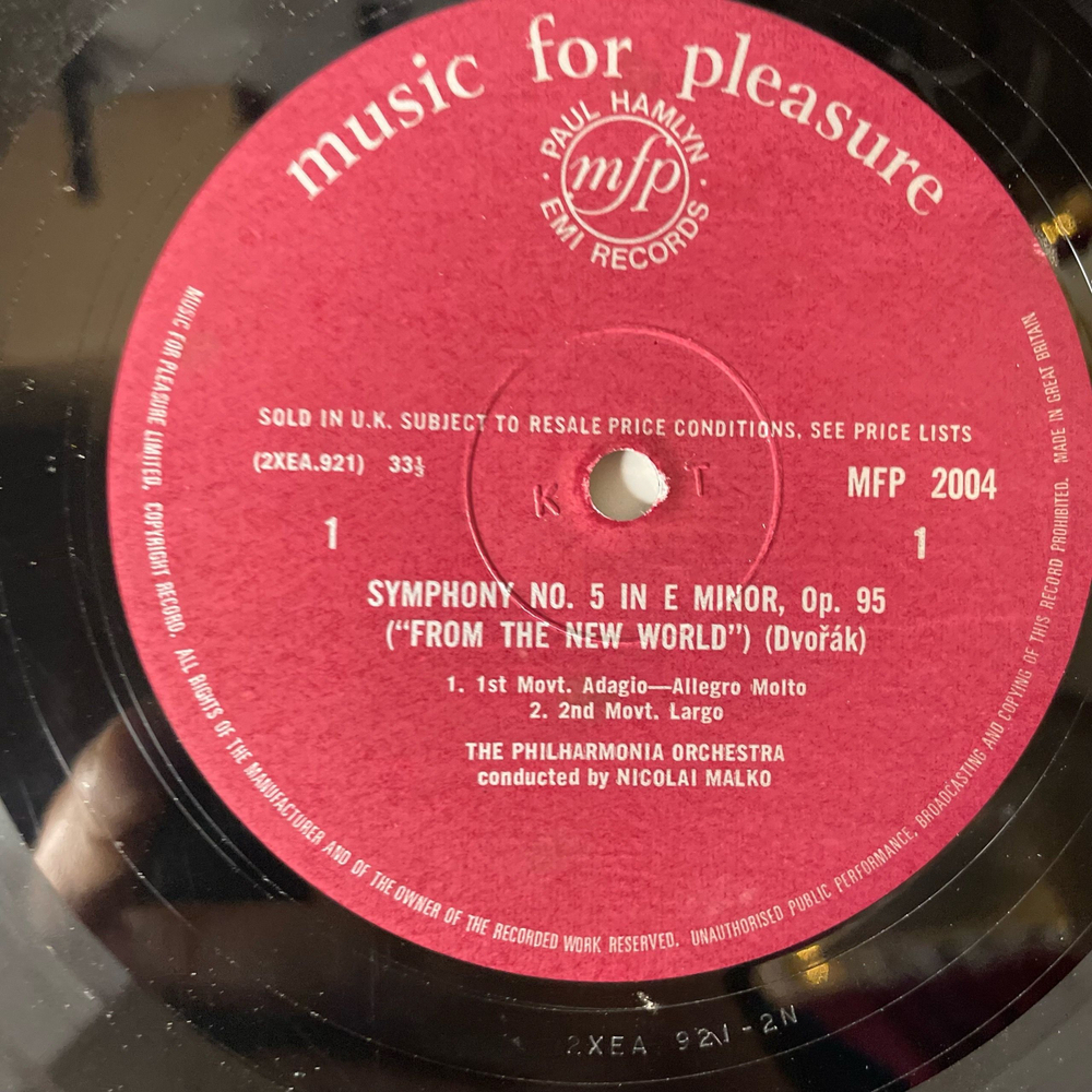 Винтажная виниловая пластинка LP Dvorak Дворжак, Nicolai Malko, Philharmonia Orchestra, Симфония Symphony No. 5 In E Minor, Op. 95 (Англия 1965)