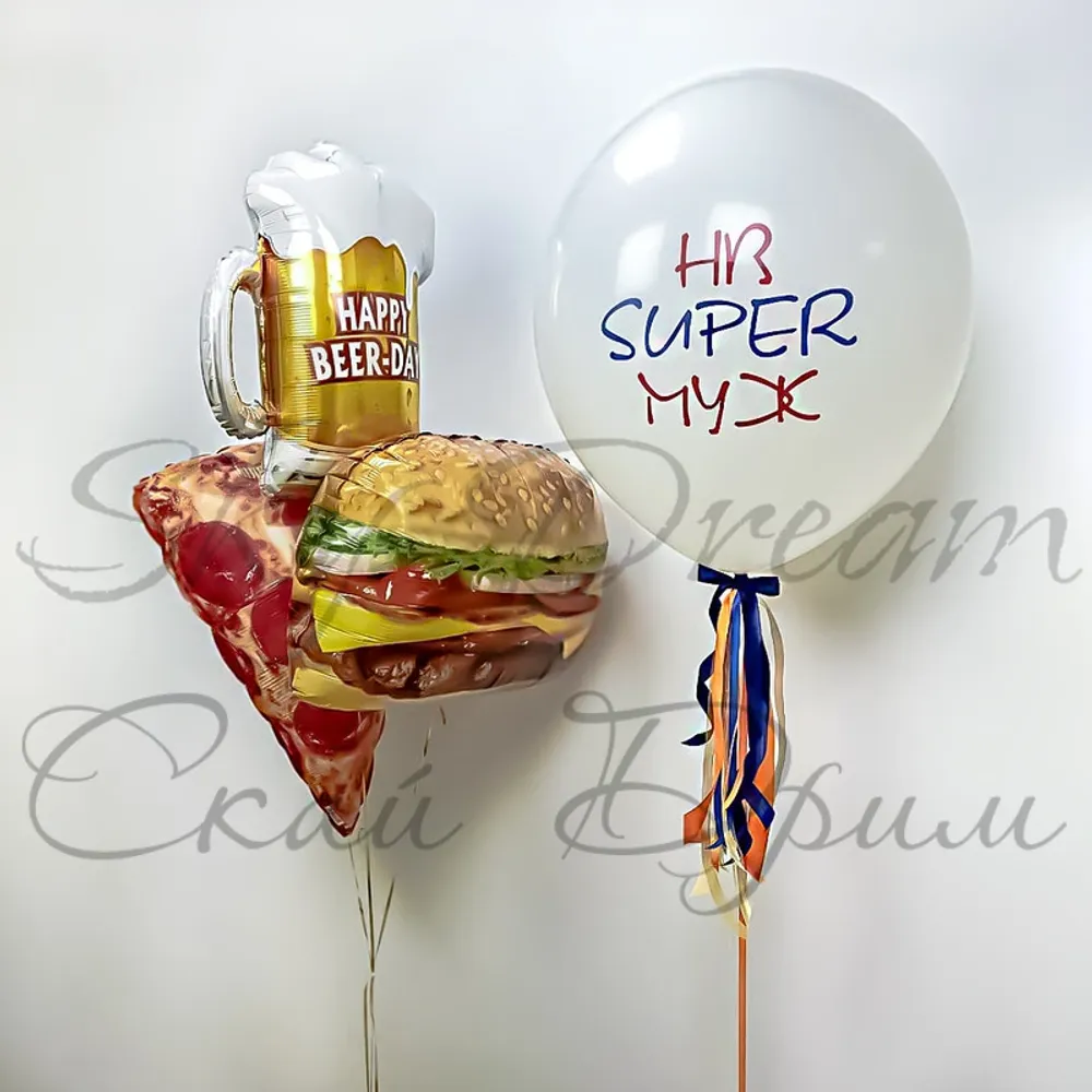 Композиция из шаров СУПЕР МУЖУ Композиция из шаров СУПЕР МУЖУ