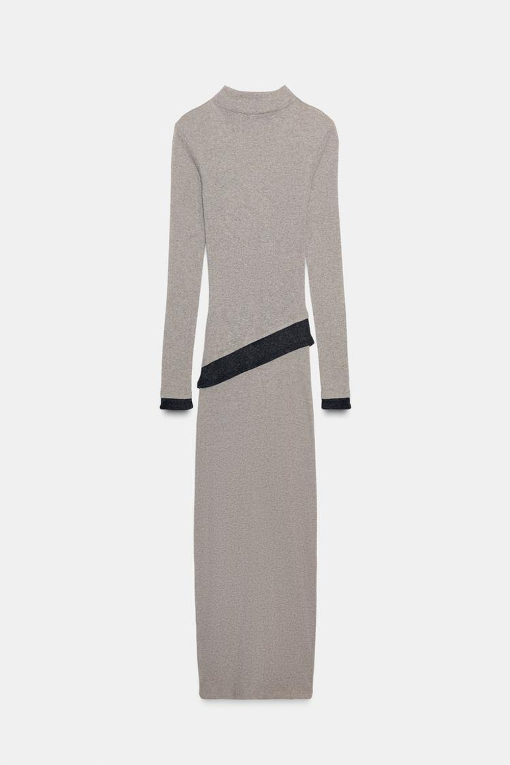 ZARA ДЛИННОЕ ПЛАТЬЕ С ДВОЙНЫМ ЭФФЕКТОМ, СЕРЫЙ МЕЛАНЖ