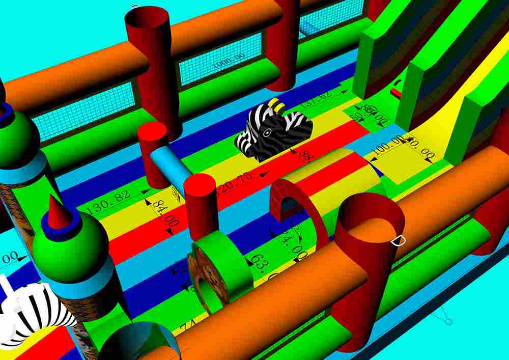 Коммерческий надувной батут «Страна Сафария» с крышей, 10x5x5 м.