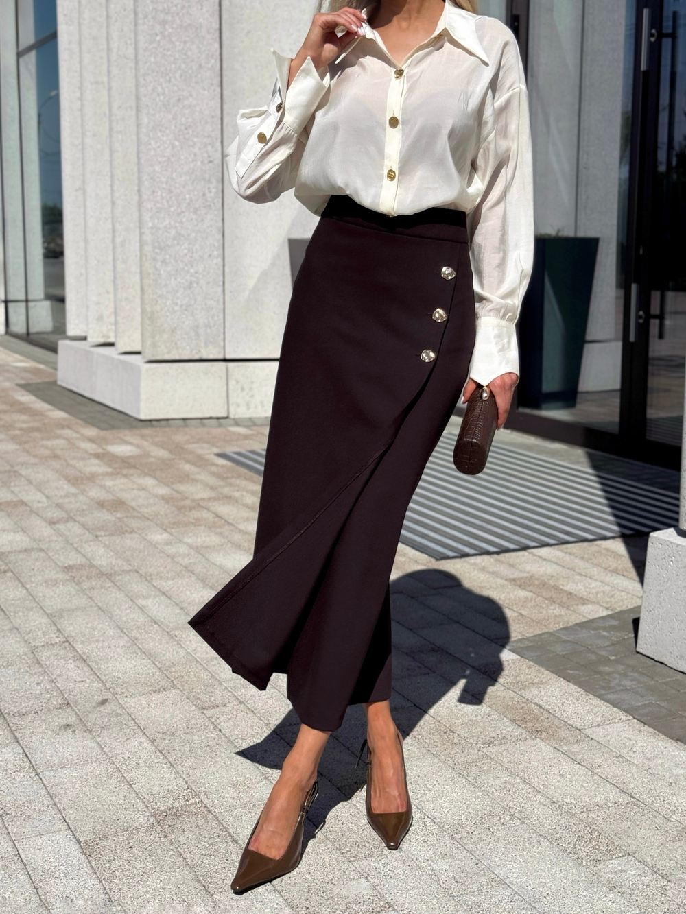 Рубашка с акцентным воротником и манжетами