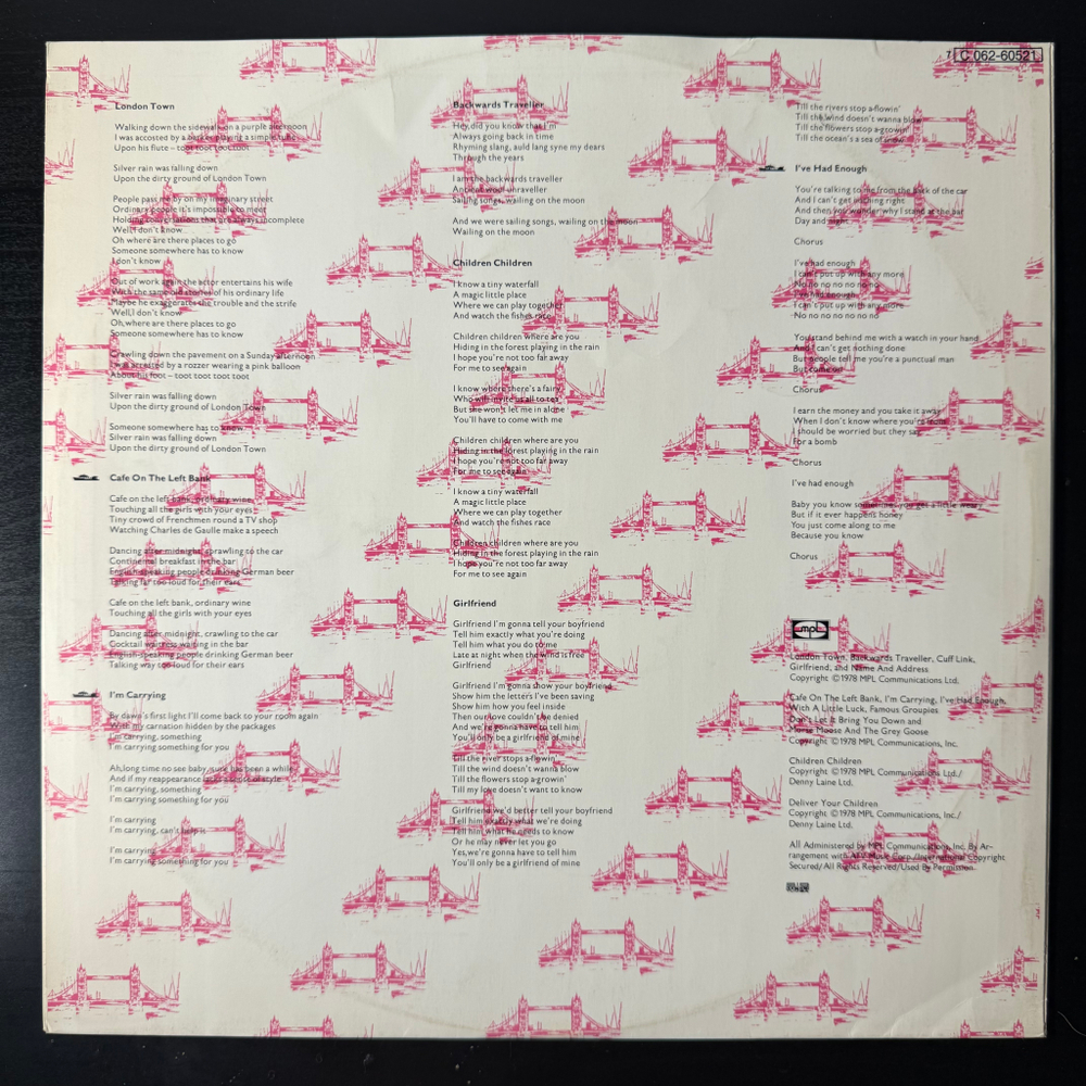 Wings ‎– London Town (Швеция 1978г.)