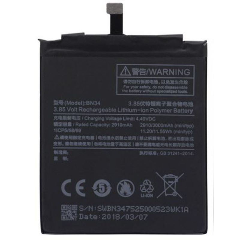 Аккумулятор для Xiaomi Redmi 5a 2910mAh (BN34)