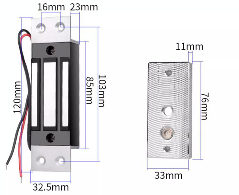 Магнитный замок скрытый 12V-60Кг