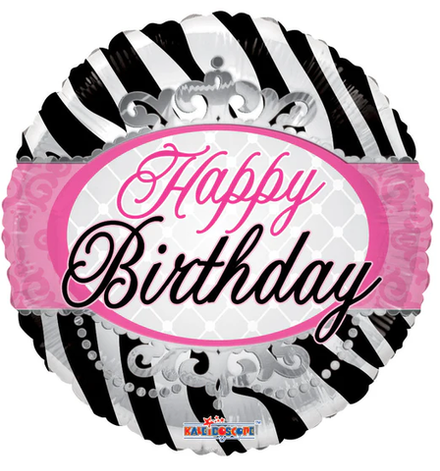 К 18" Круг Happy Birthday зебра