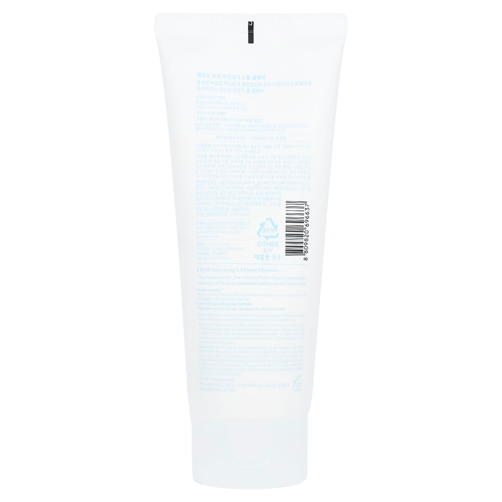 ETUDE, Soonjung, очищающая пенка, 5,5, 150 мл (5,07 жидк. унции)