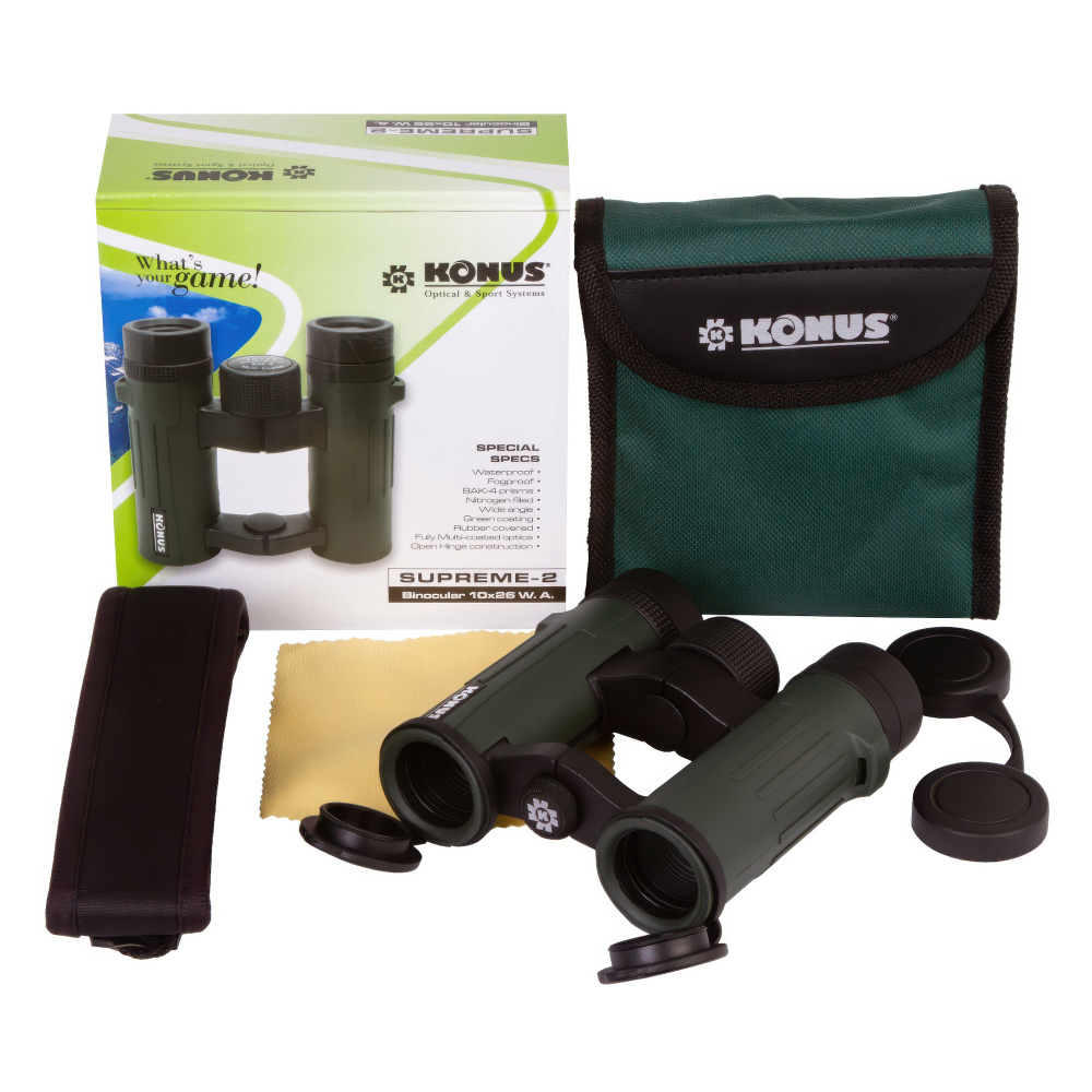 Бинокль Konus Supreme-2 10x26 WA — комплект поставки