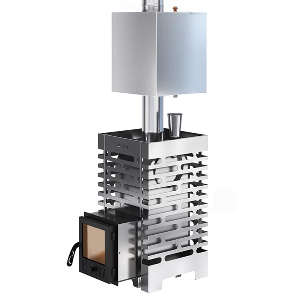 Печь для бани ASTON 16 INOX стекло с баком на трубе 50л Ø115 (AISI 439)