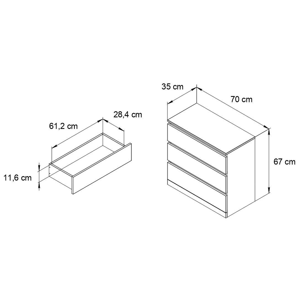 Комод для одежды Марм 70х35х67 см с ящиками, артизан