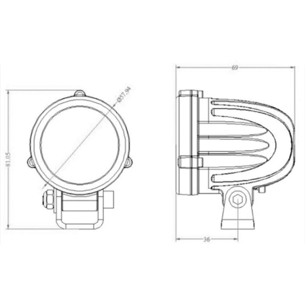 Прожектор 2" Aurora дальнего белого света ALO-R-2-P6T