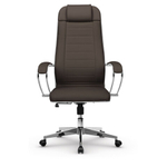Кресло офисное МЕТТА "К-29" хром, экокожа, сиденье и спинка мягкие, темно-коричневое