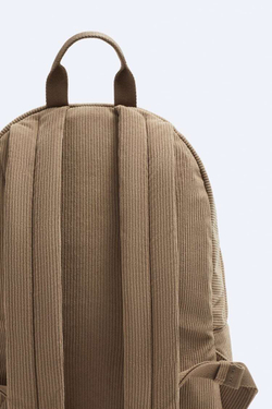 ZARA ВЕЛЬВЕТОВЫЙ РЮКЗАК, БЕЖЕВЫЙ