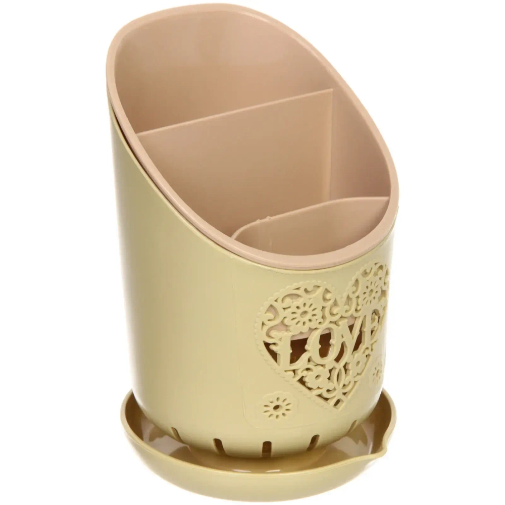 Подставка для столовых приборов «SEGRETO» 19*13см 3секции оливковая