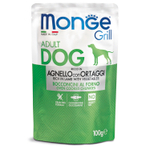 Влажный корм Monge Dog Grill для собак с ягненок и овощами, паучи 100 г - 24 шт