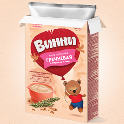Каша молочная гречневая с пребиотиками Винни 200г с 4 месяцев