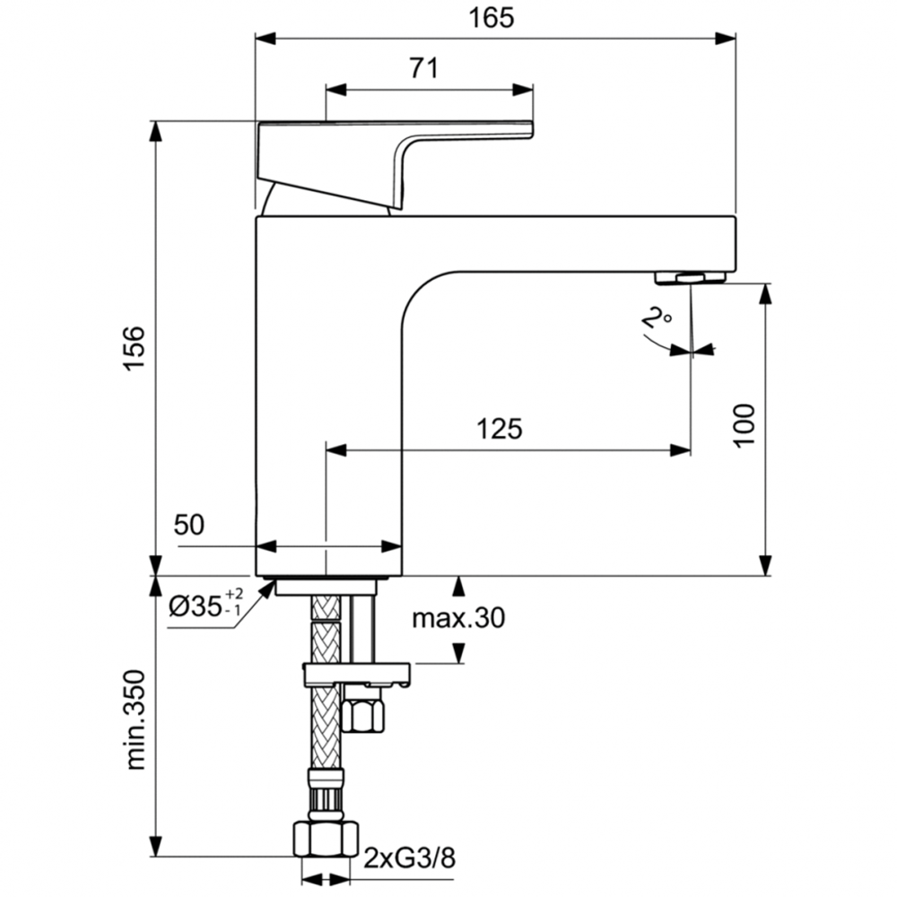 Смеситель Ideal Standard  EDGE A7105AA для умывальника