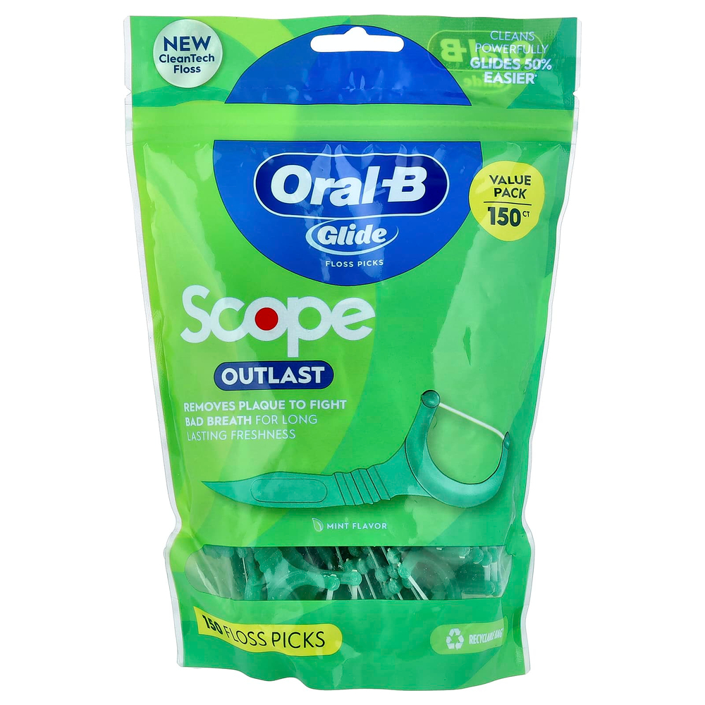 Oral-B, Glide, Scope Outlast, набор для чистки зубов, мятный вкус, 150 шт.