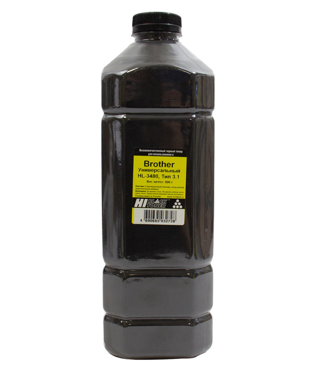 Тонер Hi-Black Универсальный для Brother HL-3480, Тип 3.1, Bk, 500 г, канистра
