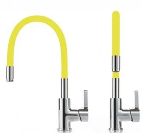 L4898-4 Смеситель для кухни с силиконовым изливом жёлтый