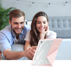 Чехол книжка розового цвета от Dux Ducis для Samsung Galaxy Tab S10 FE+, серия Magi Series Case, с держателем Pencil и функцией автоматического перехода в спящий режим