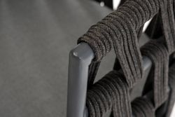 "Диего" стул плетеный из роупа, основание дуб, каркас из стали темно-серый (RAL7024) муар, роуп темно-серый круглый, ткань серая