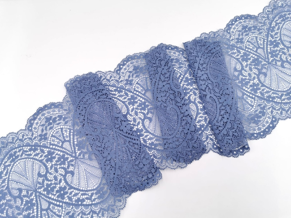 Эластичное кружево, 16,5 см, серо-синее, (Арт: EK-2605), м