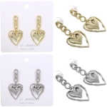 Серьги «ЭЛЛОДИ», сердечки, цвет золото и серебро, 4*2см