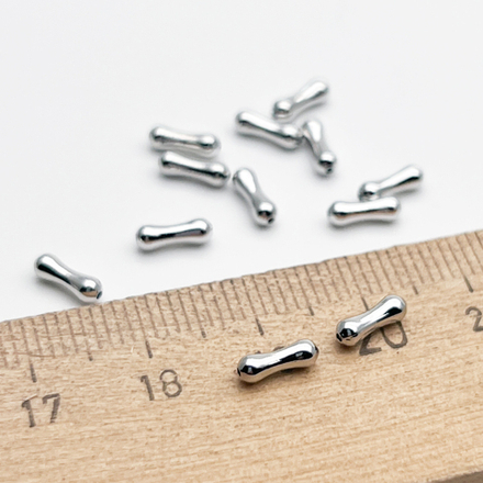 Бусина Трубочка, цвет серебро (родий), размер 7,2*2,4 мм, цена за набор 10 штук