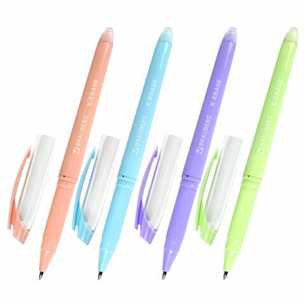 Ручка стираемая гелевая с грипом BRAUBERG X-ERASE PASTEL, СИНЯЯ, узел 0,7мм, линия 0