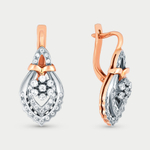 Серьги с фианитами женские из розового золота 585 пробы (арт. С-037)