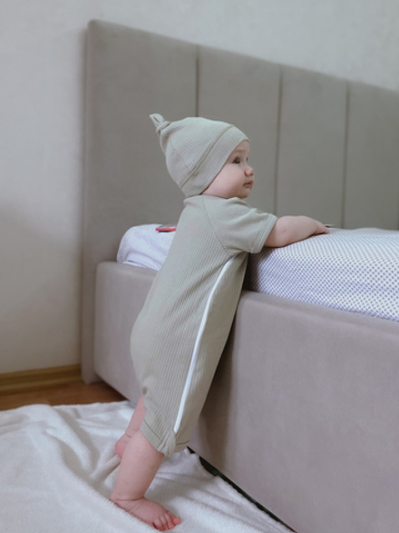 Полукомбинезон-песочник на молнии Рубчик Шалфей RinaAmari