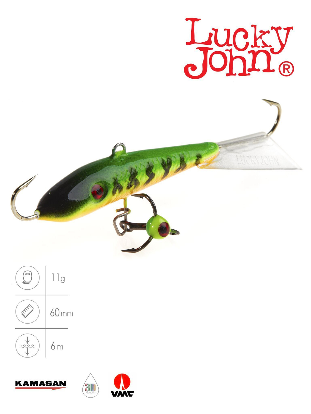 Балансир Lucky John FIN 3 с тройником 40мм/20 блистер