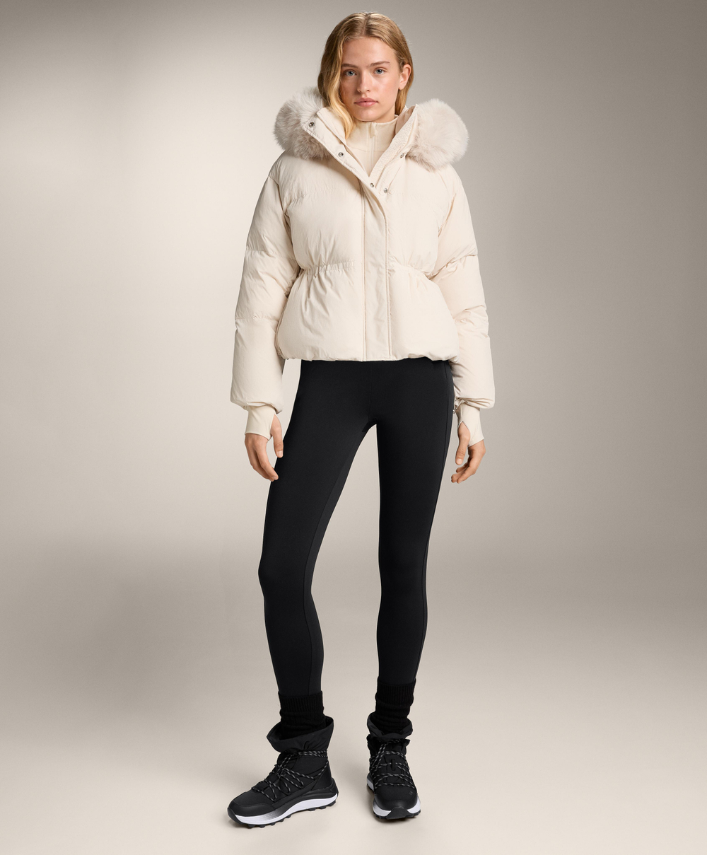 Oysho Термофутболка с застёжкой-молнией на половину длины, экрю