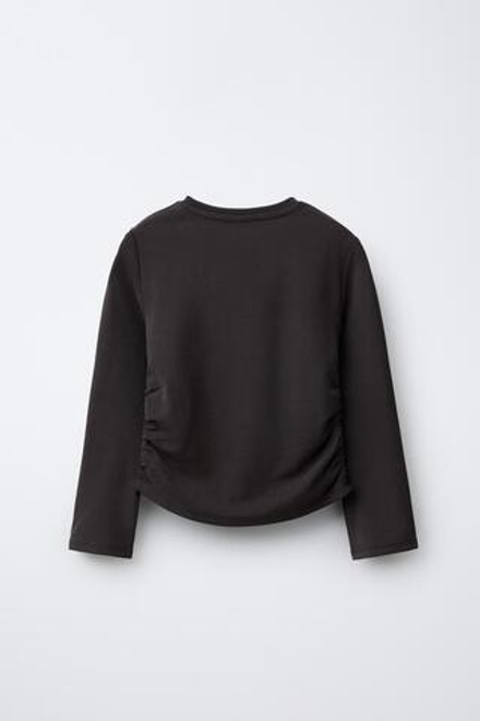 ZARA СПОРТИВНЫЙ ЛОНГСЛИВ СО СБОРКАМИ, СЕРЫЙ