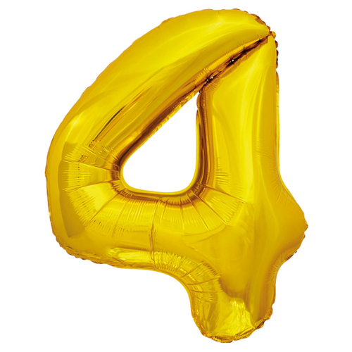 Шар (34''/86 см) Цифра, 4 ЭКО, Золото, 1 шт. в уп.