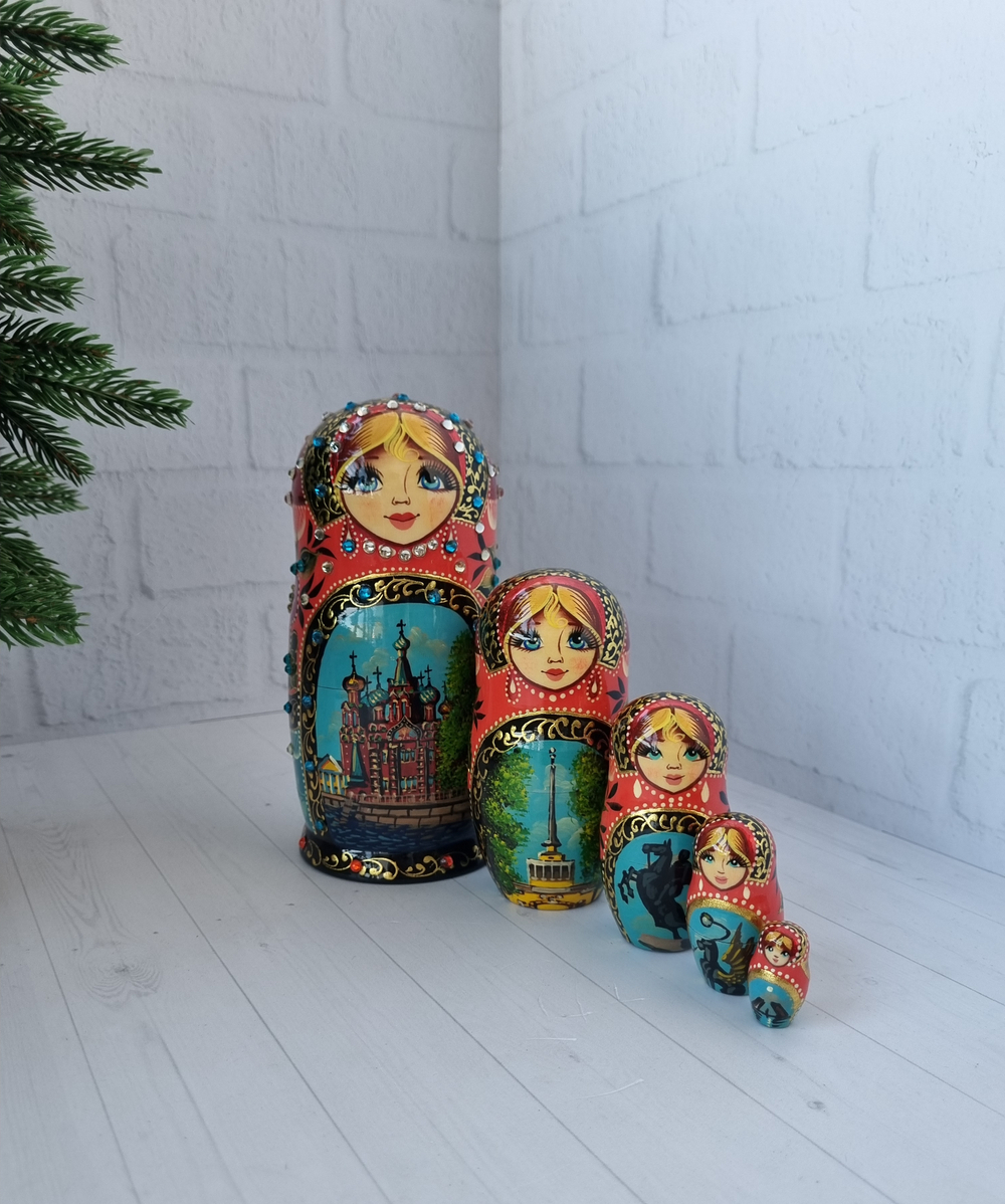 Матрешка Виды города 5мест 15см
